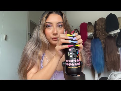 ASMR Slow, tingly, and brain massaging mic rubbing and scratching with long nails😴💖 | Whispered
