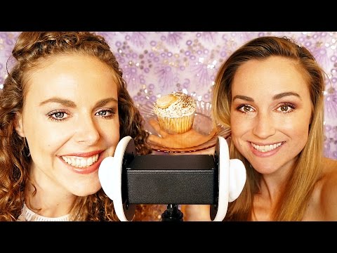 Double ASMR Wet Mouth Sounds & Eating Cupcakes! Binaural Ear to Ear Whisper, 3Dio Lip Smacking