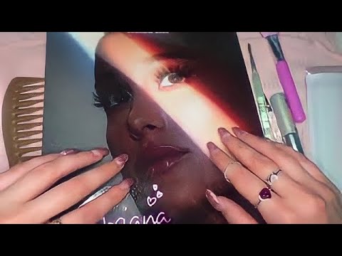 ASMR with Ariana Grande's book ✨ (tracing, combing, flip-through, whispering)