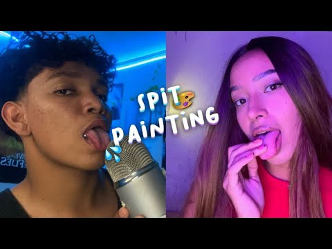ASMR SPIT PAINTING MOUTH SOUNDS + Eating Your Face 🍽️ collab with ​⁠@tavioasmr #spitpainting