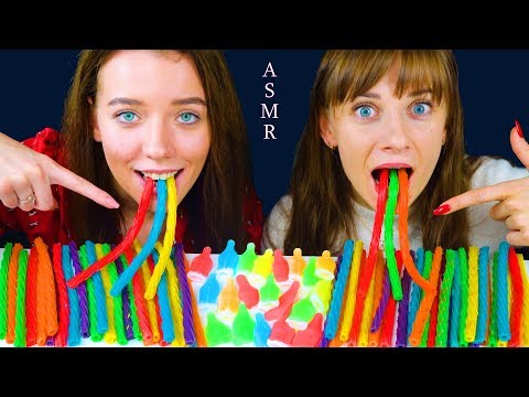 ASMR RAINBOW TWIZZLERS CANDY RACE with NIK L NIP WAX BOTTLE | Eating Sound Lilibu