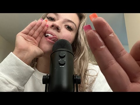 ASMR| Spit Painting Trigger Words on You! While Inaudibly Whispering & Tapping with Long Nails