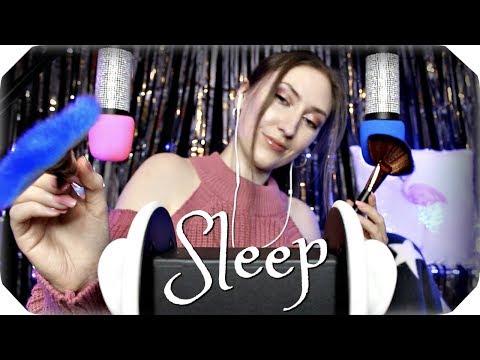 ASMR Ear & Microphone Brushing for Sleep (4 Mics) Strong Relaxing Sounds w/ Soft Whispering 🌙