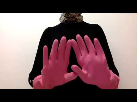 ASMR Mummy Opens a New Packet of Pink Rubber Cleaning Gloves and Tries Them On