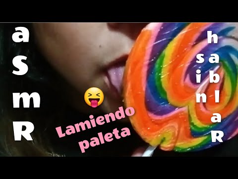 ASMR - Lami3ndo Paleta 🍭 Sin Hablar🤫(video cortito) Lollipop Licking😝