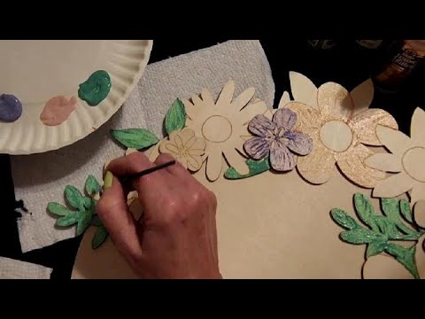 ASMR | Painting a Floral Wooden Wall Hanging (Whisper)