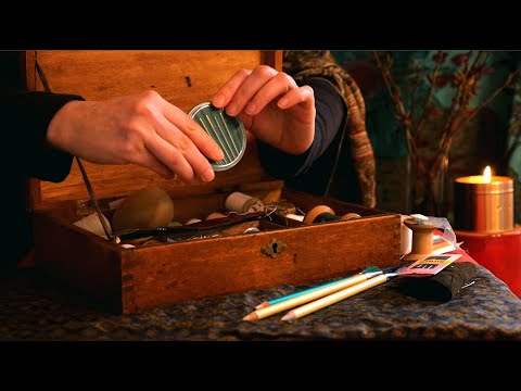 Sorting & Exploring the Sounds of my Vintage Sewing Box | ASMR Cozy Basics (no talking)