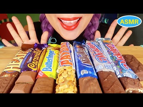 ASMR 미국 초코바 먹방| CHOCOLATE CANDY BARS. SWEETS EATING SOUND|チョコレートバーCURIE. ASMR