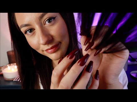 ASMR Friend Plays With Your Hair Before You Sleep 😴 hair play, scalp massage, brushing + whispering
