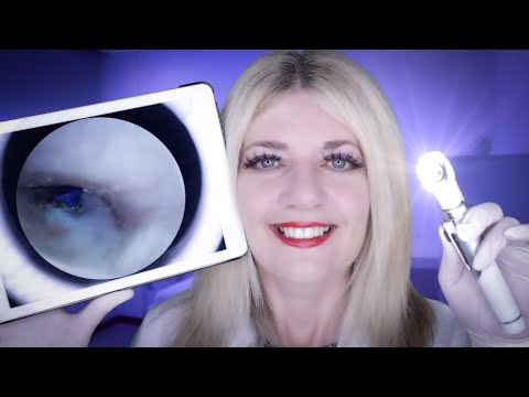 ASMR Ear Exam, Cleaning & Grommet Removal. VERY INTENSE SOUNDS! Otoscope, Microsuction, Latex Gloves