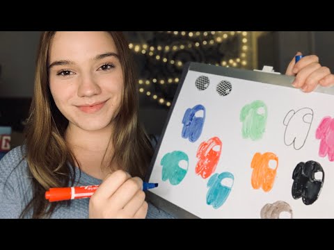 ASMR || Drawing Among Us Characters with whiteboard markers ||