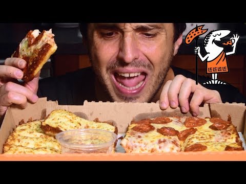ASMR Little Caesars Pan Pizza + Cheese Bread (WARNING BLOOD) Soft Eating Sounds | Nomnomsammieboy