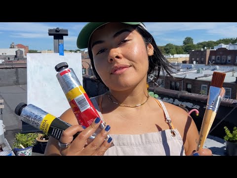 ASMR | Paint with me on my roof! (tapping, face brushing, lofi)