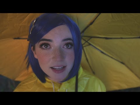 ASMR Coraline's Rainy Day Adventure (crinkly coat, purring cat, trading marbles)
