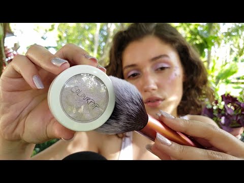 ASMR Outdoors 🌻 | Brushing, Tapping, Crinkles, ColourPop Try On Haul