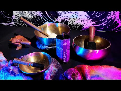 Binaural ASMR meditation: Tibetan singing bowls, Zaphir wind chime (sufi), wooden frog | sound bath