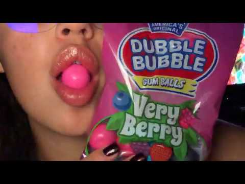 ASMR- BUBBLE BLOWING, GUM CHEWING hubba bubba