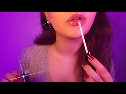 ASMR🌌applying 50 layers of lipgloss +( mouth sounds)👄💄