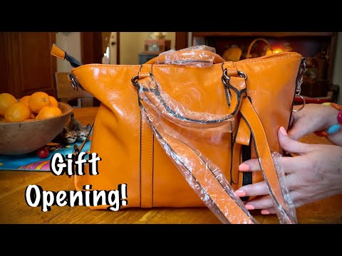 ASMR~Opening gifts! (No talking) Another lovely purse from DJ and more! Stickers & purse rummage.