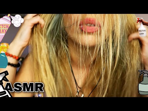 ASMR Realistic Hair Brushing & Hair care ( whispering and fabric sounds ) Fast asmr
