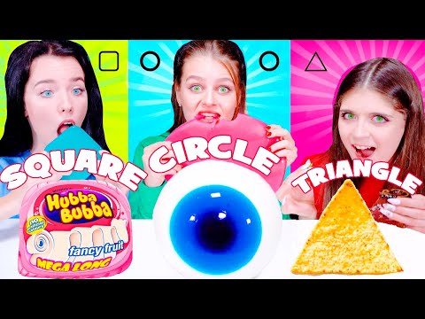 GEOMETRIC SHAPES FOOD CHALLENGE | Eating Only Square, Triangle, Circle Food MUKBANG