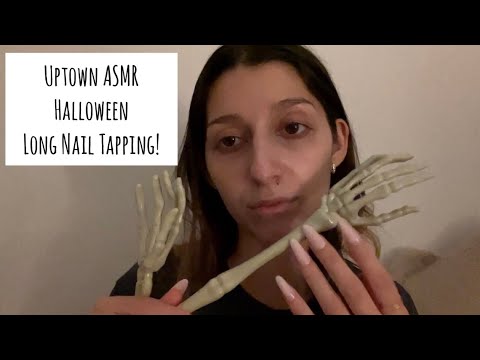 Long Nails Tapping ASMR - Halloween theme (skeleton hands!!!)