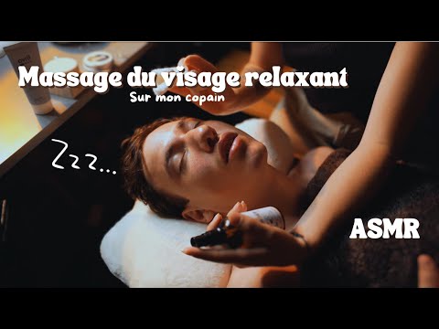 ♡ ASMR  - Massage du visage relaxant (sur mon copain) Rasage/ Massage♡