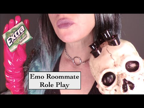 ASMR Gum Chewing Emo Roommate Role Play | Whispered
