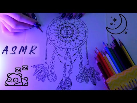 ∼ ASMR ∼ Color with me, Pencil sounds, Coloring the Dream Catcher ✨✍