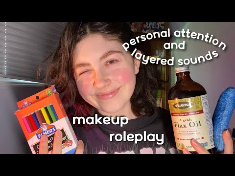 ASMR doing YOUR MAKEUP with THE WRONG PROPS ROLEPLAY (personal attention roleplay) (lying to you)