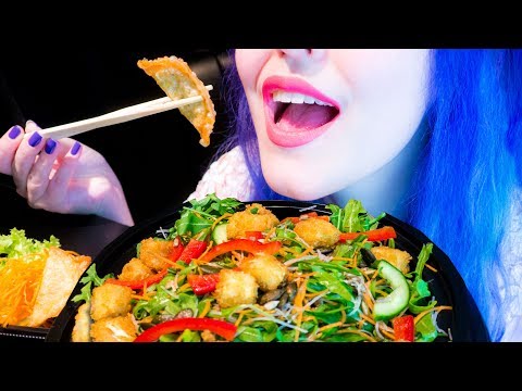 ASMR: Crispy Glass Noodle Salad, Tofu Tempura & Gyoza | Japanese Takeout ~ Relaxing [No Talking|V]😻