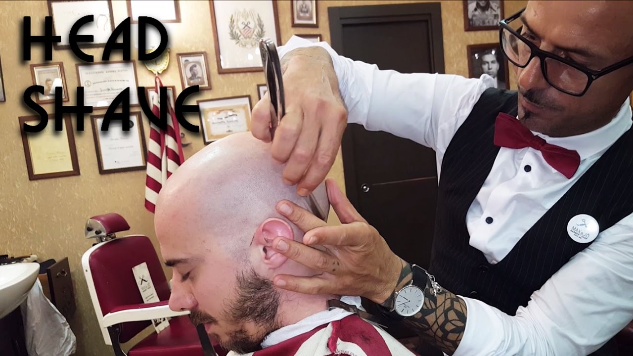 💈 Old school Barber - Head Shave with shavette - ASMR no talking
