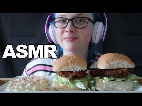 ASMR Mild & Spicy Chicken Burgers With Coleslaw [Eating Sounds- No Talking]