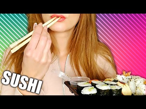 ASMR CLOSE UP EATING SOUNDS - SUSHI NO TALKING - CRUNCHY AND STICKY