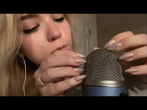 ASMR tapping & scratching the mic w/ long acrylics *close up*