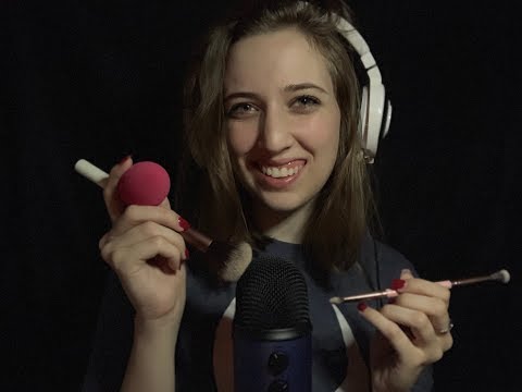 [ASMR] • Very Tingly Brushing Sounds • Mic Brushing • Makeup Sponge • Whispering