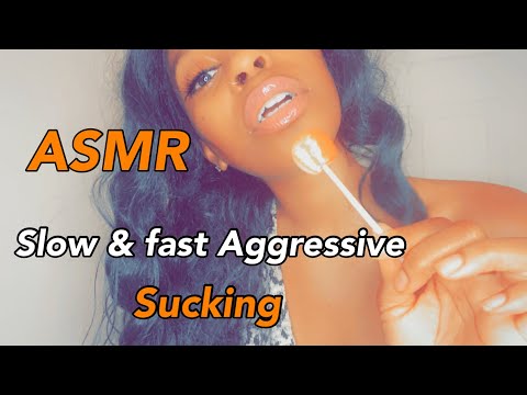 ASMR | Slow & fast Aggressive Sucking on lollipop ￼￼W/Intense Mouth Sounds ￼