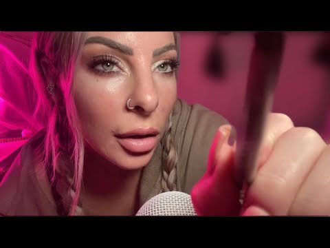 ASMR Triggers In A Up Close Whisper In DARK Lighting - Slicing , Plucking, Mouth Sounds & More