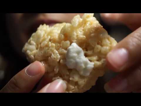 Eating a CRUNCHY and STICKY Rice Krispy Treat | ASMR [whispered]
