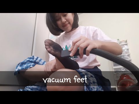 Vacuum feet wearing black stockings (ASMR) | Vacuum Vlog