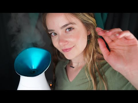 ASMR SPA FACIAL Roleplay! Face Touching, Steam, Exam
