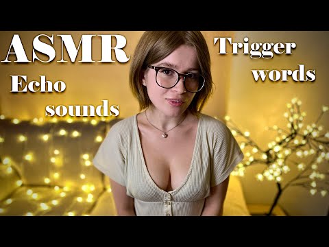 ASMR trigger words from ear to ear 👂✨ Echo effect, whispering, fluffy mic scratching for sleep