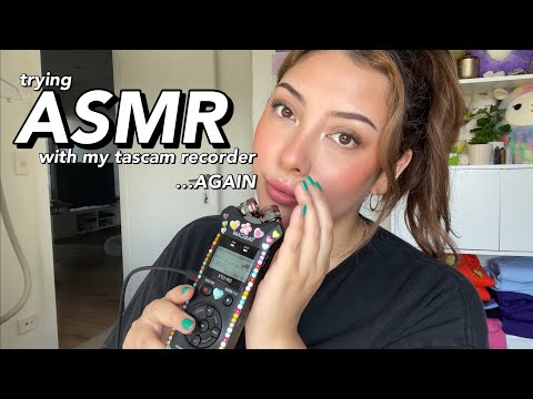 ASMR with my tascam recorder 💞 (trying it again!!!) ~mouth sounds, whispered ramble, tapping~