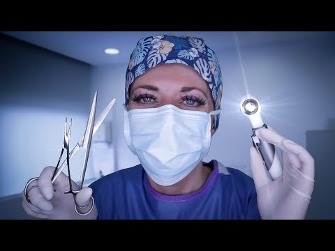ASMR Ear Surgery - Otoplasty/Pinning - Otoscope Exam, Latex Gloves, Anaesthesia, Crinkles, Snipping