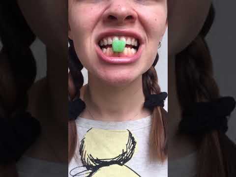 ASMR wARHEADS sOUR gREEN chewy cube candy satisfying mouth sounds #shorts