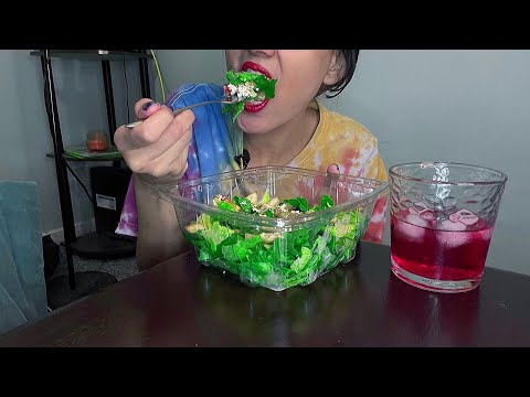ASMR Whispering Eating Greek Salad 🥗 + Drinking Cranberry Juice  [Eating Sounds] ♡