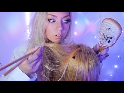 ASMR TINGLE NURSE CHECKS YOUR HAIR FOR LICE ( Your INFESTED ) Extra Long Nails, Hair Sound GOODNESS