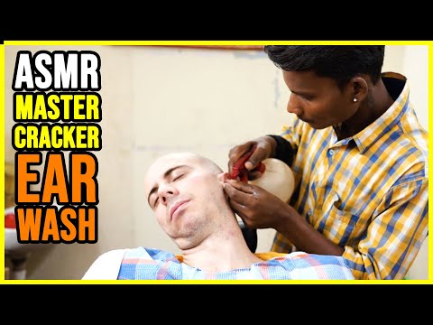 EAR WASHING during ASMR FACE MASSAGE with by MASTER CRACKER