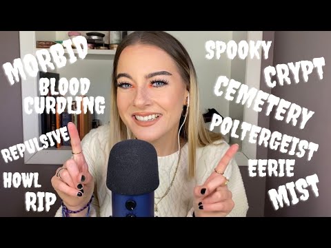 ASMR | spooky trigger words repeated (with finger flutters, clicky whispers, & more)