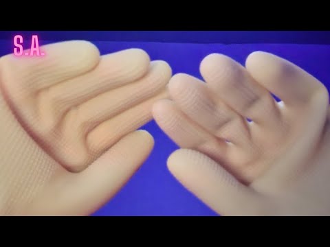 Asmr |  Close Up Rubber Gloves - Squeezing / Massaging / Waving (Neon Version)